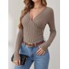 imageANRABESS Womens Long Sleeve Shirts V Neck Sexy Ribbed Knit Slim Fit Button Lightweight Sweater 2025 Fall Casual Work TopsTan