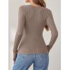 imageANRABESS Womens Long Sleeve Shirts V Neck Sexy Ribbed Knit Slim Fit Button Lightweight Sweater 2025 Fall Casual Work TopsTan