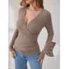 imageANRABESS Womens Long Sleeve Shirts V Neck Sexy Ribbed Knit Slim Fit Button Lightweight Sweater 2025 Fall Casual Work TopsTan