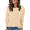 imageANRABESS Sweaters for Women Long Sleeve Crewneck Casual Loose Knit Pullover Tops Button 2025 Fall Fashion Trendy OutfitsApricot