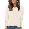 imageANRABESS Sweaters for Women Long Sleeve Crewneck Casual Loose Knit Pullover Tops Button 2025 Fall Fashion Trendy OutfitsWhite