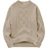 imageANRABESS Women Oversized Chunky Cable Knitted Vintage Sweater 2025 Fall OutfitsKhaki