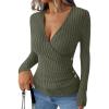 imageANRABESS Womens Long Sleeve Shirts V Neck Sexy Ribbed Knit Slim Fit Button Lightweight Sweater 2025 Fall Casual Work TopsDeep Green