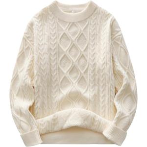 imageANRABESS Women Oversized Chunky Cable Knitted Vintage Sweater 2025 Fall OutfitsBeige