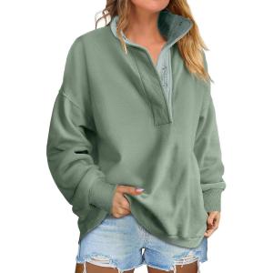 imageANRABESS Womens Oversized Sweatshirt Long Sleeve Henley Pullover Tops 2025 Fall Casual Button Loose Fit Teens Fashion OutfitsGreen