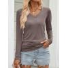 imageANRABESS Shirts for Women Long Sleeve V Neck Tops Dressy Business Casual Side Ruched TShirts 2025 Fall Tee Blouses OutfitsBrown