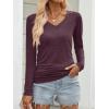 imageANRABESS Shirts for Women Long Sleeve V Neck Tops Dressy Business Casual Side Ruched TShirts 2025 Fall Tee Blouses OutfitsMaroon