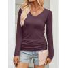 imageANRABESS Shirts for Women Long Sleeve V Neck Tops Dressy Business Casual Side Ruched TShirts 2025 Fall Tee Blouses OutfitsMaroon