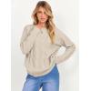 imageANRABESS Sweaters for Women Long Sleeve Crewneck Cable Knit Casual Loose Pullover Tops 2025 Trendy Fall Vintage OutfitsAlmond