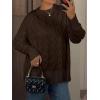 imageANRABESS Sweaters for Women Long Sleeve Crewneck Cable Knit Casual Loose Pullover Tops 2025 Trendy Fall Vintage OutfitsCoffee