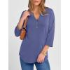 imageANRABESS Women 34 Length Sleeve Henley Tops V Neck Business Casual Work T Shirts 2025 Fall Outfits Fashion ClothesBlue Gray
