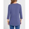 imageANRABESS Women 34 Length Sleeve Henley Tops V Neck Business Casual Work T Shirts 2025 Fall Outfits Fashion ClothesBlue Gray