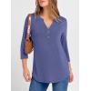 imageANRABESS Women 34 Length Sleeve Henley Tops V Neck Business Casual Work T Shirts 2025 Fall Outfits Fashion ClothesBlue Gray
