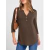 imageANRABESS Women 34 Length Sleeve Henley Tops V Neck Business Casual Work T Shirts 2025 Fall Outfits Fashion ClothesCoffee
