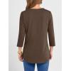 imageANRABESS Women 34 Length Sleeve Henley Tops V Neck Business Casual Work T Shirts 2025 Fall Outfits Fashion ClothesCoffee