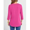 imageANRABESS Women 34 Length Sleeve Henley Tops V Neck Business Casual Work T Shirts 2025 Fall Outfits Fashion ClothesHot Pink
