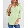 imageANRABESS Women 34 Length Sleeve Henley Tops V Neck Business Casual Work T Shirts 2025 Fall Outfits Fashion ClothesLight Green