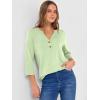 imageANRABESS Women 34 Length Sleeve Henley Tops V Neck Business Casual Work T Shirts 2025 Fall Outfits Fashion ClothesLight Green
