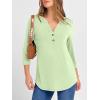 imageANRABESS Women 34 Length Sleeve Henley Tops V Neck Business Casual Work T Shirts 2025 Fall Outfits Fashion ClothesLight Green
