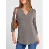 imageANRABESS Women 34 Length Sleeve Henley Tops V Neck Business Casual Work T Shirts 2025 Fall Outfits Fashion ClothesLight Taupe