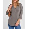imageANRABESS Women 34 Length Sleeve Henley Tops V Neck Business Casual Work T Shirts 2025 Fall Outfits Fashion ClothesLight Taupe