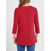 imageANRABESS Women 34 Length Sleeve Henley Tops V Neck Business Casual Work T Shirts 2025 Fall Outfits Fashion ClothesRed