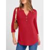 imageANRABESS Women 34 Length Sleeve Henley Tops V Neck Business Casual Work T Shirts 2025 Fall Outfits Fashion ClothesRed