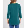 imageANRABESS Women 34 Length Sleeve Henley Tops V Neck Business Casual Work T Shirts 2025 Fall Outfits Fashion ClothesTeal