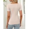 imageANRABESS Women Boat Neck Tops Short Sleeve TShirts Ribbed Knit Tight Fitted Basic Tees Shirts 2025 Summer ClothesBeige