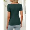 imageANRABESS Women Boat Neck Tops Short Sleeve TShirts Ribbed Knit Tight Fitted Basic Tees Shirts 2025 Summer ClothesForest