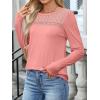 imageANRABESS Women Long Sleeve Shirts Lace Tops Business Work TShirts Dressy Casual Blouses 2025 Fall Trendy OutfitsCoral