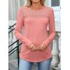 imageANRABESS Women Long Sleeve Shirts Lace Tops Business Work TShirts Dressy Casual Blouses 2025 Fall Trendy OutfitsCoral