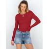 imageANRABESS Women Long Sleeve Shirts Rib Knit Slim Fit Tops Basic Tee 2025 Fall Outfits Casual TShirt Underscrubs Layer ClothesBright Red