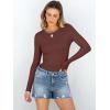 imageANRABESS Women Long Sleeve Shirts Rib Knit Slim Fit Tops Basic Tee 2025 Fall Outfits Casual TShirt Underscrubs Layer ClothesRed Brown
