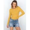 imageANRABESS Women Long Sleeve Shirts Rib Knit Slim Fit Tops Basic Tee 2025 Fall Outfits Casual TShirt Underscrubs Layer ClothesYellow