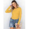 imageANRABESS Women Long Sleeve Shirts Rib Knit Slim Fit Tops Basic Tee 2025 Fall Outfits Casual TShirt Underscrubs Layer ClothesYellow