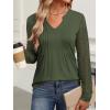 imageANRABESS Women Long Sleeve Shirts V Neck Pleated Tunic Top Business Dressy Casual Blouse 2025 Fall Fashion OutfitsArmy Green
