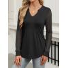 imageANRABESS Women Long Sleeve Shirts V Neck Pleated Tunic Top Business Dressy Casual Blouse 2025 Fall Fashion OutfitsBlack