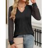 imageANRABESS Women Long Sleeve Shirts V Neck Pleated Tunic Top Business Dressy Casual Blouse 2025 Fall Fashion OutfitsBlack