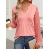 imageANRABESS Women Long Sleeve Shirts V Neck Pleated Tunic Top Business Dressy Casual Blouse 2025 Fall Fashion OutfitsCoral Pink