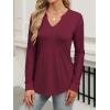 imageANRABESS Women Long Sleeve Shirts V Neck Pleated Tunic Top Business Dressy Casual Blouse 2025 Fall Fashion OutfitsDeep Red