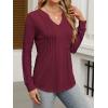 imageANRABESS Women Long Sleeve Shirts V Neck Pleated Tunic Top Business Dressy Casual Blouse 2025 Fall Fashion OutfitsDeep Red