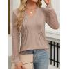 imageANRABESS Women Long Sleeve Shirts V Neck Pleated Tunic Top Business Dressy Casual Blouse 2025 Fall Fashion OutfitsKhaki