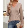 imageANRABESS Women Long Sleeve Shirts V Neck Pleated Tunic Top Business Dressy Casual Blouse 2025 Fall Fashion OutfitsKhaki
