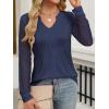 imageANRABESS Women Long Sleeve Shirts V Neck Pleated Tunic Top Business Dressy Casual Blouse 2025 Fall Fashion OutfitsNavy Blue