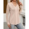 imageANRABESS Women Long Sleeve Shirts V Neck Pleated Tunic Top Business Dressy Casual Blouse 2025 Fall Fashion OutfitsOatmeal
