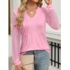 imageANRABESS Women Long Sleeve Shirts V Neck Pleated Tunic Top Business Dressy Casual Blouse 2025 Fall Fashion OutfitsPink
