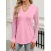 imageANRABESS Women Long Sleeve Shirts V Neck Pleated Tunic Top Business Dressy Casual Blouse 2025 Fall Fashion OutfitsPink