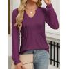 imageANRABESS Women Long Sleeve Shirts V Neck Pleated Tunic Top Business Dressy Casual Blouse 2025 Fall Fashion OutfitsPurple
