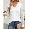 imageANRABESS Women Long Sleeve Shirts V Neck Pleated Tunic Top Business Dressy Casual Blouse 2025 Fall Fashion OutfitsWhite